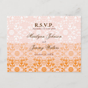 Invitation Carte Postale Damask Swils Lace Sorbet RSVP Mariage