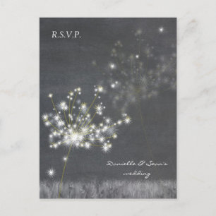 Invitation Carte Postale Dandelions en niveaux de gris Mariage RSVP