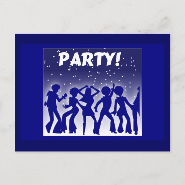 Invitation Carte Postale Danseurs Disco Party (Devant)