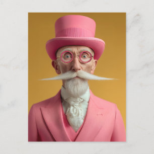 Invitation Carte Postale Dapper Gentleman en rose