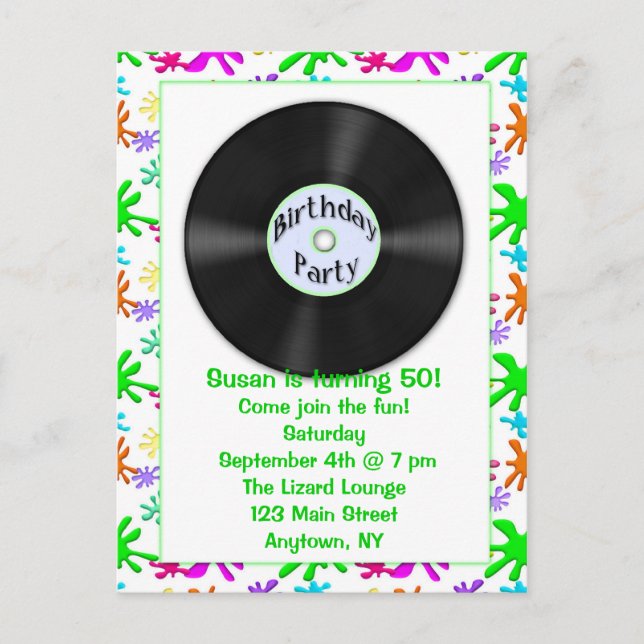 Invitation Carte Postale Date d'anniversaire (Devant)