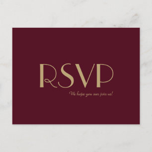 Invitation Carte Postale Déco type or   Mariage Bourgogne RSVP