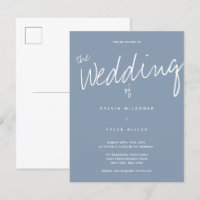 Décontracté moderne Dusty Blue Typography Mariage