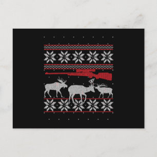 Invitation Carte Postale Deer Hunter Bucking Elk Hunting Ugly Christmas