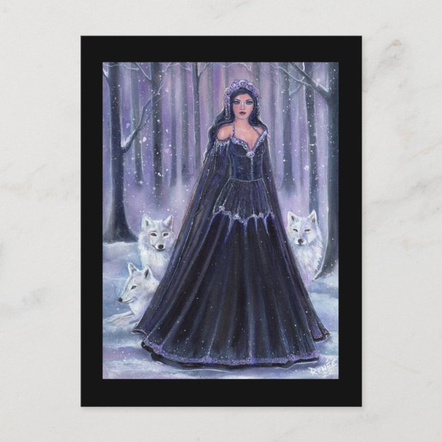 Invitation Carte Postale Déesse aux loups par Renee Lavoie (Devant)