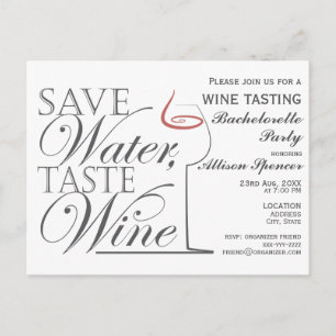 Invitation Carte Postale Dégustation de vin Bachelorette Party Conception d
