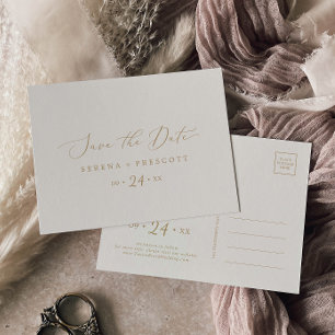 Invitation Carte Postale Delicate Gold et Cream Horizontal Enregistrer la d