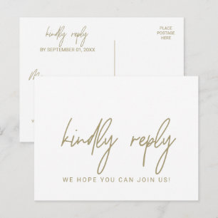 Invitation Carte Postale Demande de Chanson de Calligraphie Or Whimsical RS