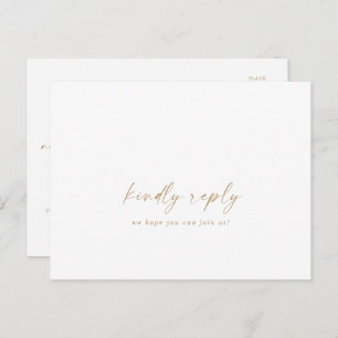 Invitation Carte Postale Demande de Chanson de script or moderne RSVP Postc