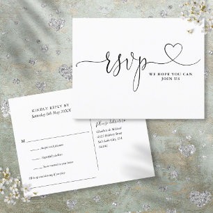 Invitation Carte Postale Demande de chanson en écriture cursive noire et bl