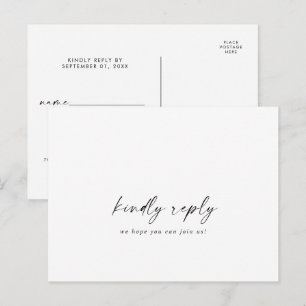 Invitation Carte Postale Demande de chansons de script moderne RSVP Postcar