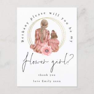 Invitation Carte Postale Demande de Demoiselle d'Honneur Illustration Fleur