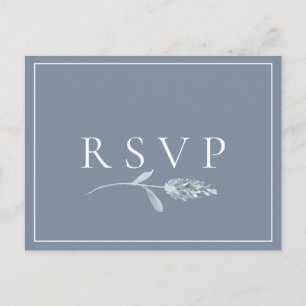 Invitation Carte Postale Demande de réponse de mariage botanique bleu ardoi