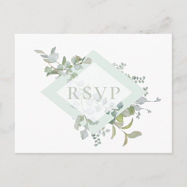 Invitation Carte Postale Demande de réponse de mariage botanique de sauge p (Devant)