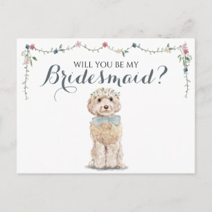 Invitation Carte Postale Demande Demoiselle d'Honneur Chien Caniche Mariage