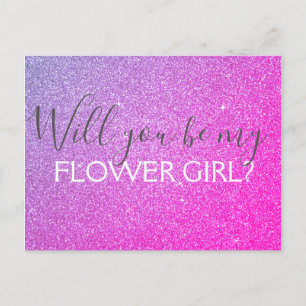 Invitation Carte Postale Demoiselle de honneur pourpre rose de parties