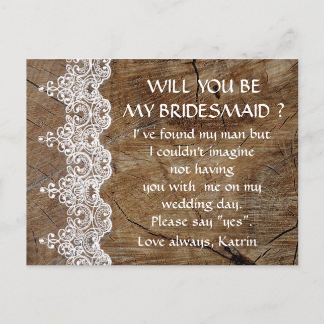 Invitation Carte Postale Dentelle Blanche Rustique Serez-Vous Mon Billet De (Devant)