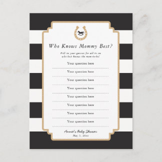 Invitation Carte Postale Derby Mommy Quiz Baby shower de printemps