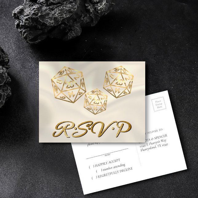 Invitation Carte Postale Dés RPG | Gold Imaginaire Tabletop Gamer Événement (Créateur téléchargé)