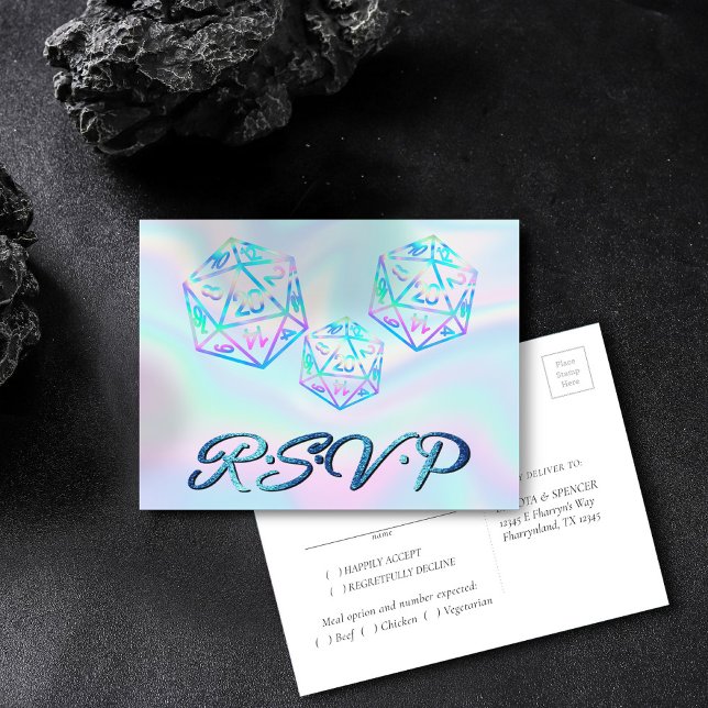 Invitation Carte Postale Dés RPG | Holo Imaginaire Tabletop Gamer Entree RS (Créateur téléchargé)
