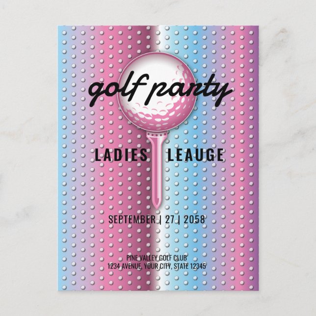 Invitation Carte Postale Design élégant du Golf Party Dames (Devant)