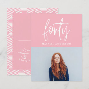 Invitation Carte Postale Design moderne 40e anniversaire simple élégant scr