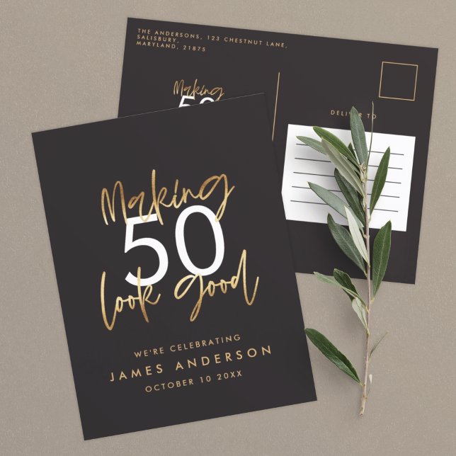 Invitation Carte Postale Design moderne 40e anniversaire simple élégant scr (Créateur téléchargé)