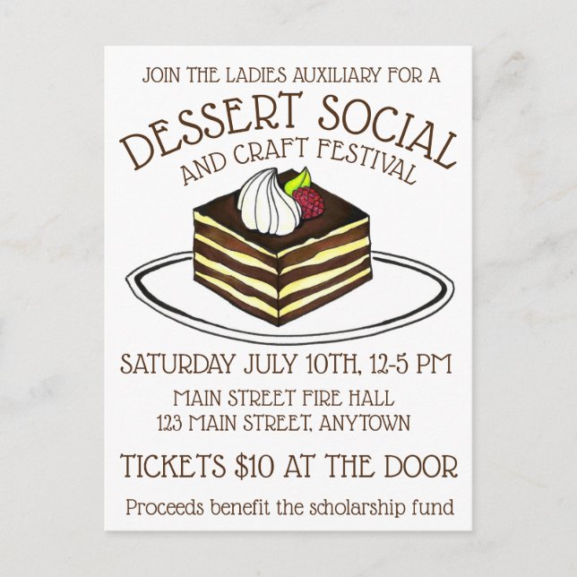 Invitation Carte Postale Dessert Social Bake Vente Tiramisu Italien (Devant)