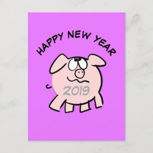 Invitation Carte Postale Dessin animé drôle de cochon Illustration année 20