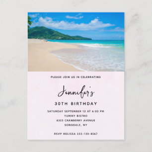 Invitation Carte Postale Destination tropicale Plage Pittoresque Anniversai