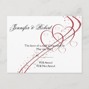 Invitation Carte Postale Deux coeurs en tant qu'un RSVP