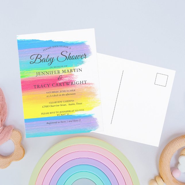 Invitation Carte Postale Deux Moms Arc-en-ciel magnifique Baby shower lesbi (Créateur téléchargé)