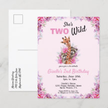 Deux Wild Rose Safari Giraffe Floral fête d'annive