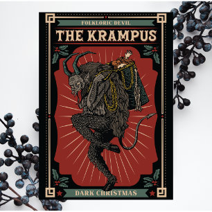 Invitation Carte Postale Diable folklorique de Noël sombre Krampus Sac de j