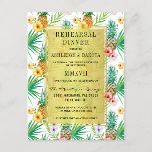 Invitation Carte Postale Dîner de répétition d'ananas et de ketmie