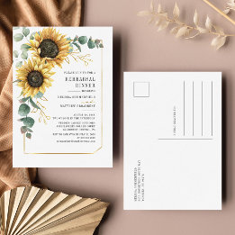 Invitation Carte Postale Dîner de répétition de tournesol Eucalyptus Greene