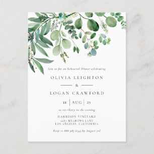 Invitation Carte Postale Dîner de répétition Eucalyptus Elégant
