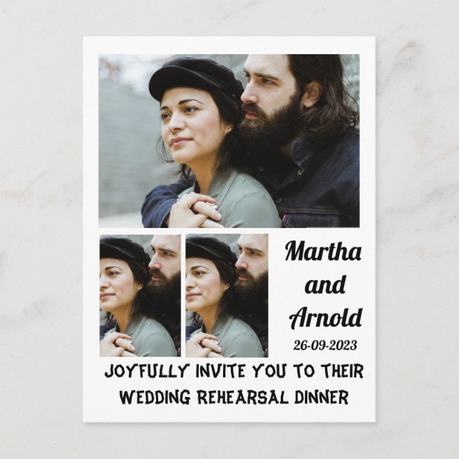 Invitation Carte Postale Dîner de répétition mariage personnalisé 3 Collage (Devant)