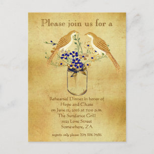 Invitation Carte Postale Dîner de répétition Mason Jar Wild Flower Insépara