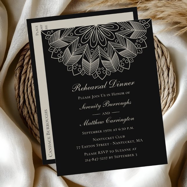 Invitation Carte Postale Dîner de répétition pour Mariages indiens noirs Ma (Créateur téléchargé)