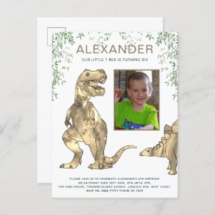 Invitation Carte Postale Dinosaur anniversaire photo
