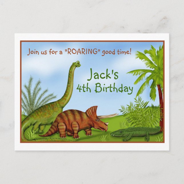 Invitation Carte Postale Dinosaure (Devant)