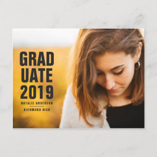 Invitation Carte Postale Diplômé 2019 moderne audacieux