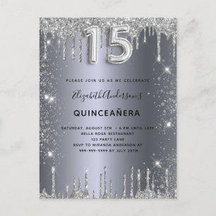 Invitation Carte Postale Douceur de parties scintillant en argent de Quince