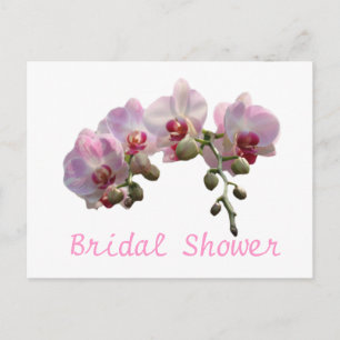 Invitation Carte Postale Douche de mariée, fleurs d'orchidée rose