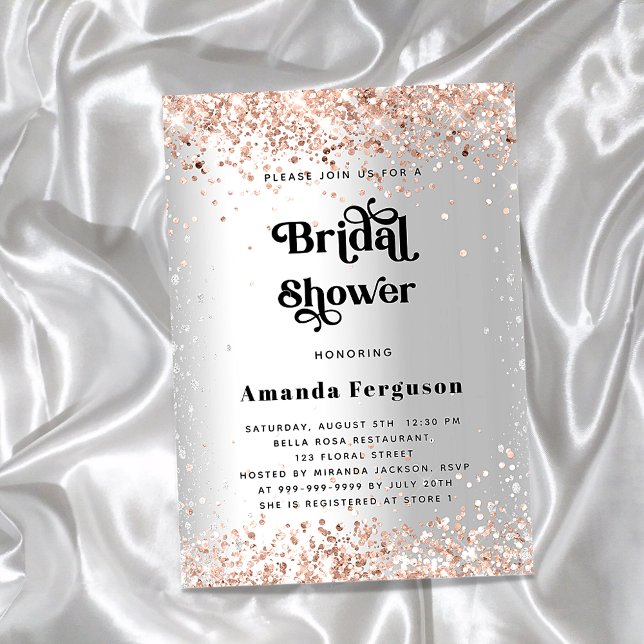 Invitation Carte Postale Douche nuptiale argent rose or élégant (Créateur téléchargé)
