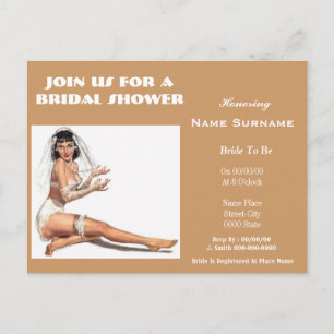 Invitation Carte Postale douche nuptiale, partie de bachelorette, partie de