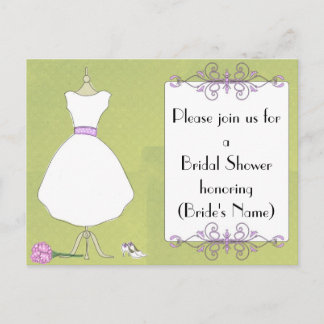 Invitation Carte Postale Douche nuptiale personnalisée - Chic Robe Forme