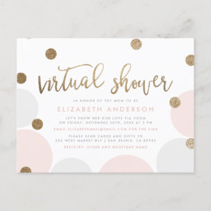 Invitation Carte Postale Douche virtuelle Confetti Parties scintillant simp