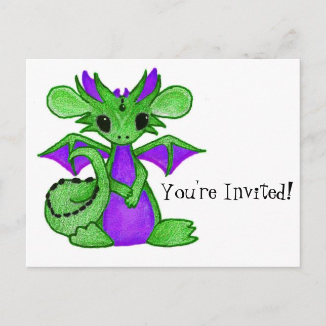 Invitation Carte Postale Dragon pour enfants (Devant)